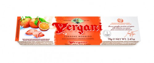 Итальянская мягкая нуга с цитрусовыми и миндалем в шоколаде "VERGANI" 100 г