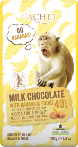 Молочный шоколад 40% какао с кусочками ириса и банана 180 г